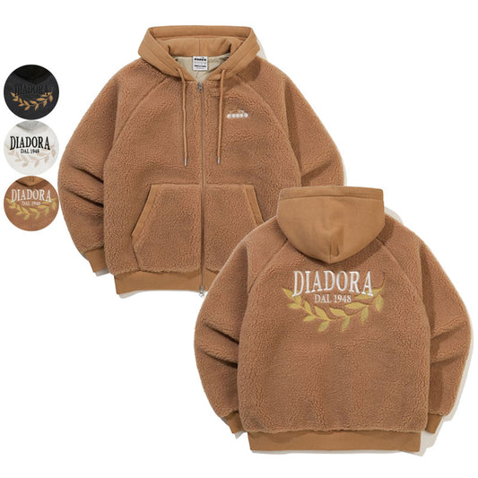 【WE ARE】韓國Diadora休閒連帽拉鏈毛外套D5423LFJ80