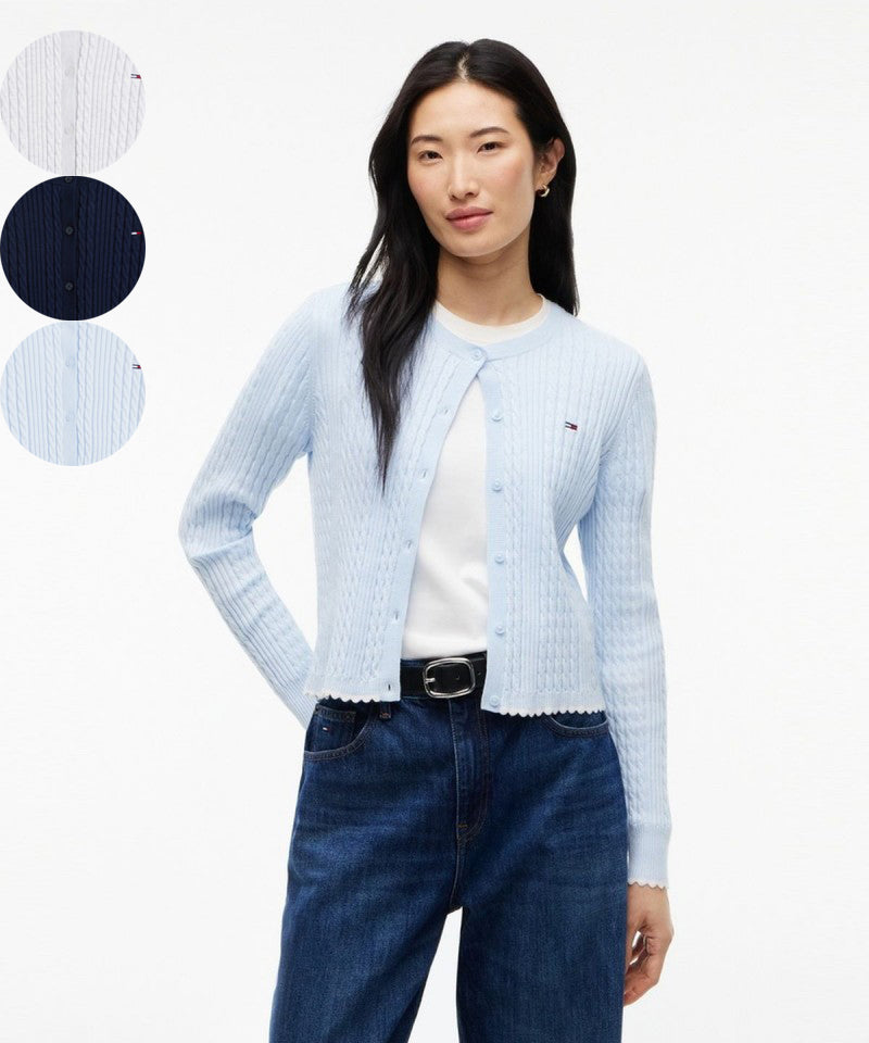 女款【WE ARE】韓國TOMMY JEANS撞色滾邊麻花針織衫 T32G7KCD17TWT1