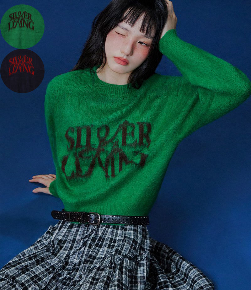 【WE ARE】韓國LAP 復古字母寬鬆針織毛衣AR4KHA77