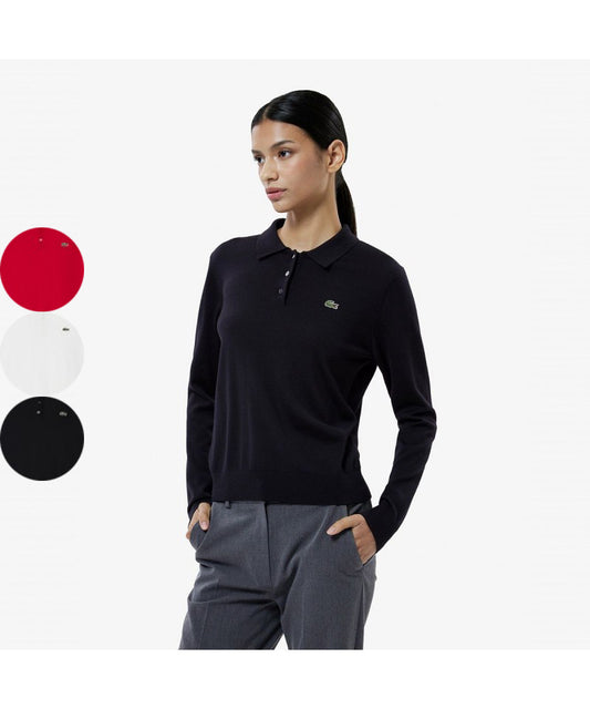 女款【WE ARE】韓國LACOSTE鱷魚針織POLO領襯衫AF793E55N