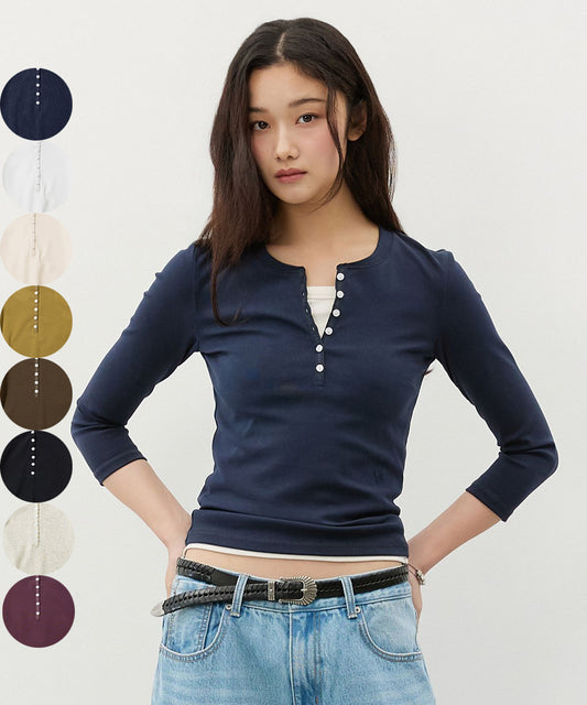 【WE ARE】韓國CITYBREEZE休閒排扣七恤上衣CTI1TS06