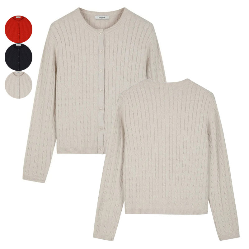 【WE ARE】韓國POLHAM麻花辮針織開衫PHF4EC2470