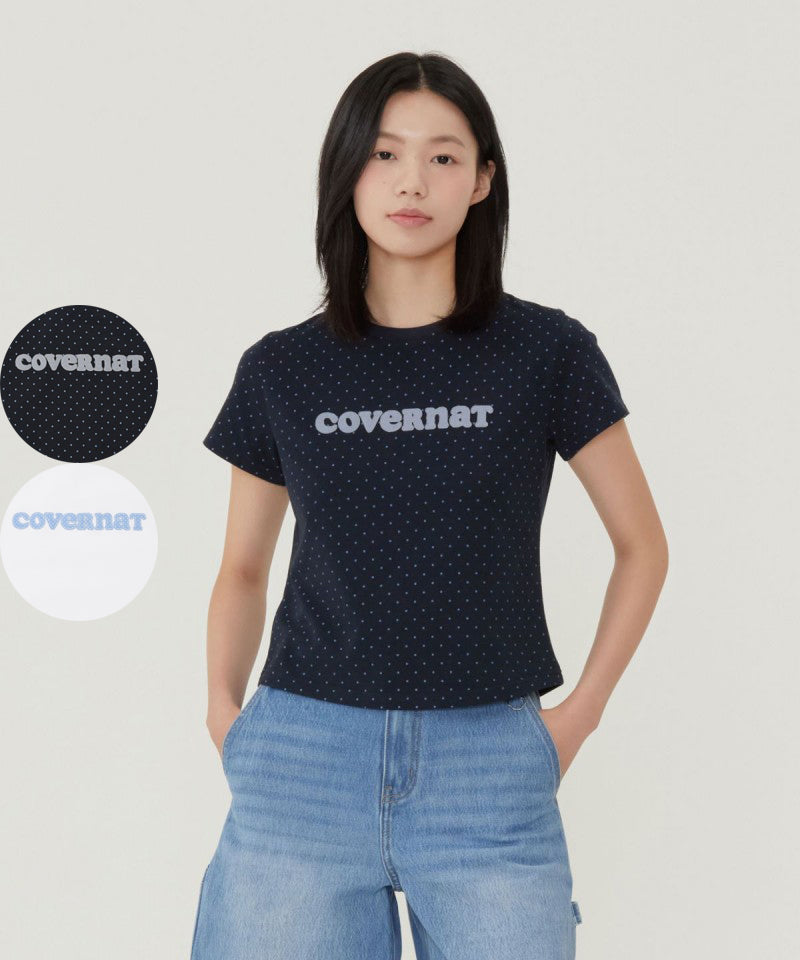 女款【WE ARE】韓國COVERNAT休閒布標logo短袖T恤 CO2602ST99