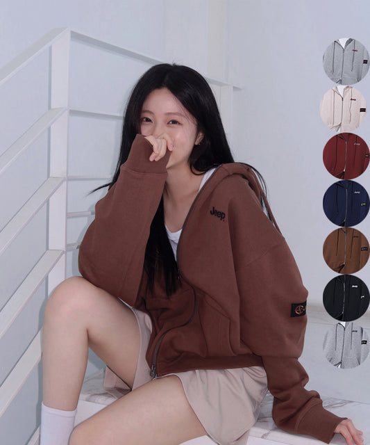 中性版【WE ARE】韓國JEEP臂章logo雙拉鏈連帽外套 JR5TZU051