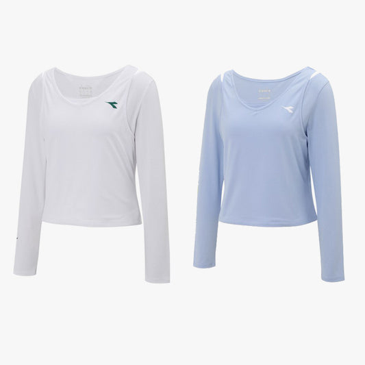 【WE ARE】Korea Diadora fake two-piece design long-sleeved top D5122TRL33