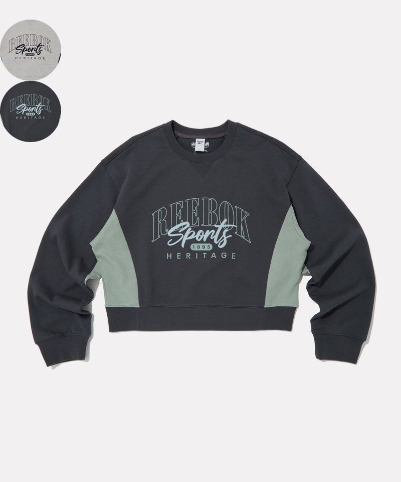 女款【WE ARE】韓國Reebok 拼色微短版大學T RETS5FM27