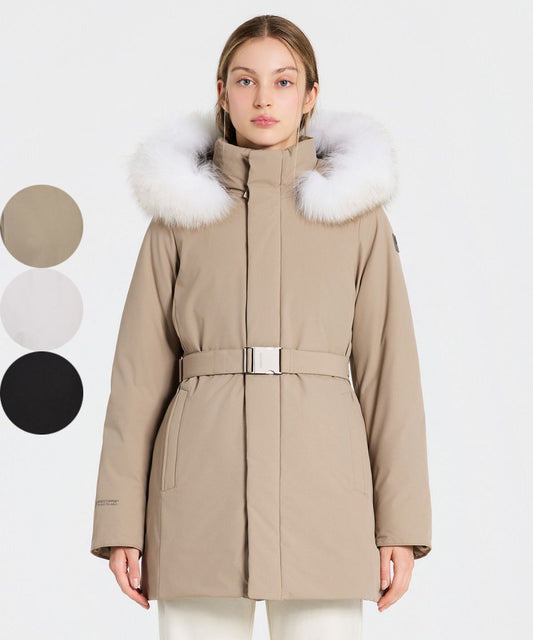 女款【WE ARE】韓國EIDER goretex毛毛領連帽中長款羽絨外套DWW26566