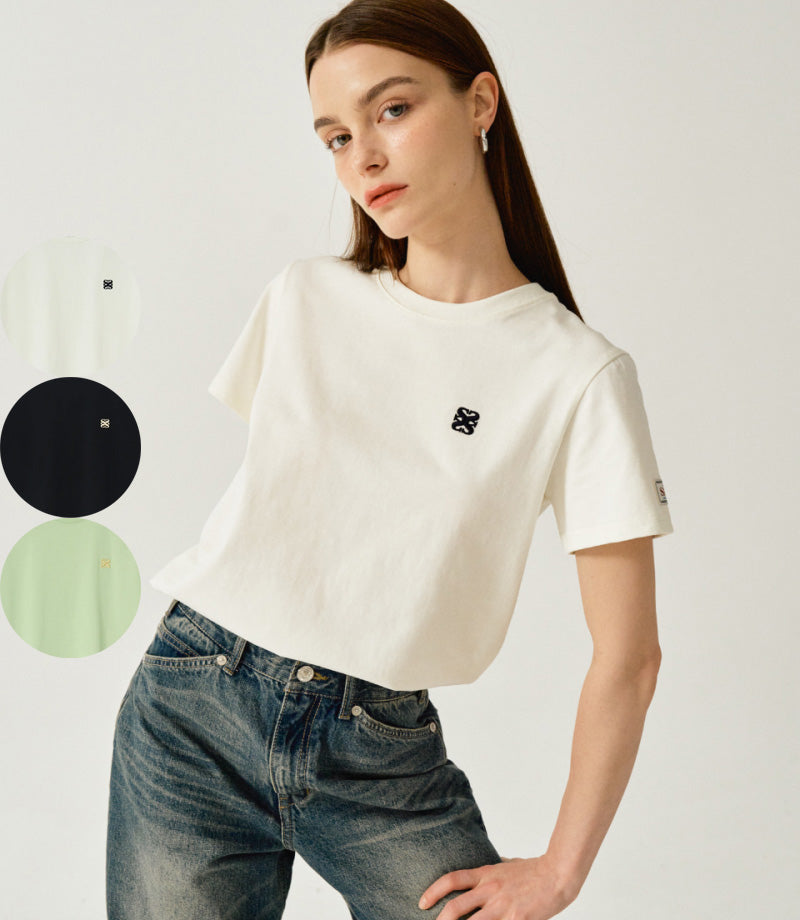 【WE ARE】Korea Satur classic small logo short-sleeved T-shirt SA252WTS06/SA252MTS06