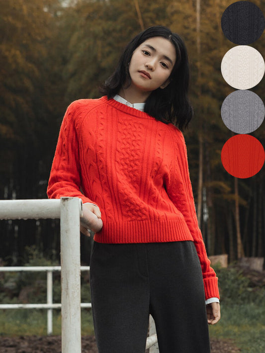 金泰梨同款 女款【WE ARE】韓國POLHAM復古麻花針織衫毛衣PHF4ER2480