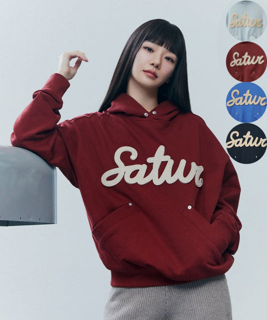 男女同款【WE ARE】韓國Satur 鉚釘連帽大學T SA243UTH09/SA251UTH03