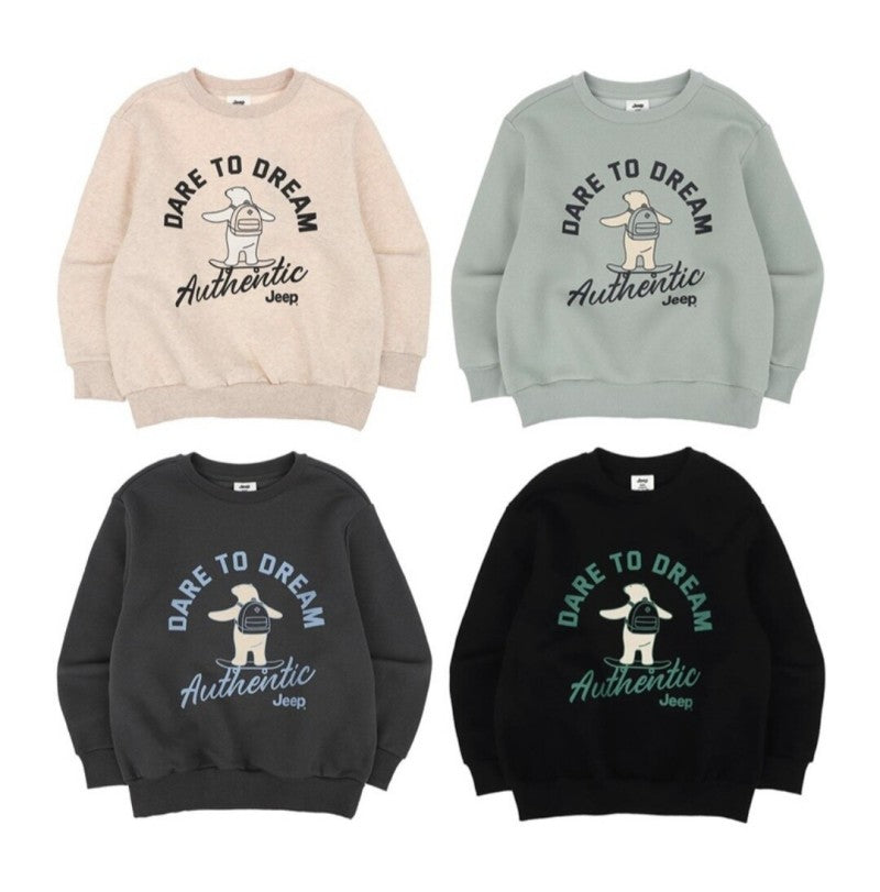 兒童款【WE ARE】韓國JEEP膠印北極熊刷毛大學Ｔ上衣KQ4TSU881