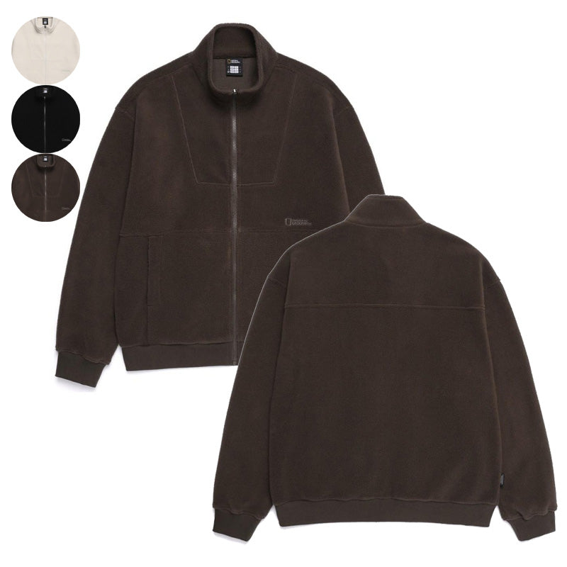 中性款【WE ARE】韓國國家地理 絨毛立領拉鏈外套N254UFT060