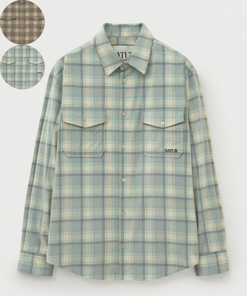 男女同款【WE ARE】韓國Satur格紋襯衫SA253USH02