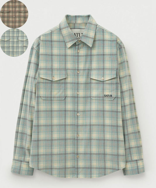 男女同款【WE ARE】韓國Satur格紋襯衫SA253USH02