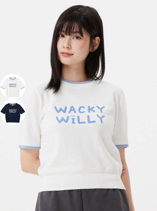 【WE ARE】Korean wacky Willy knitted short-sleeved sweater WA2502KT65