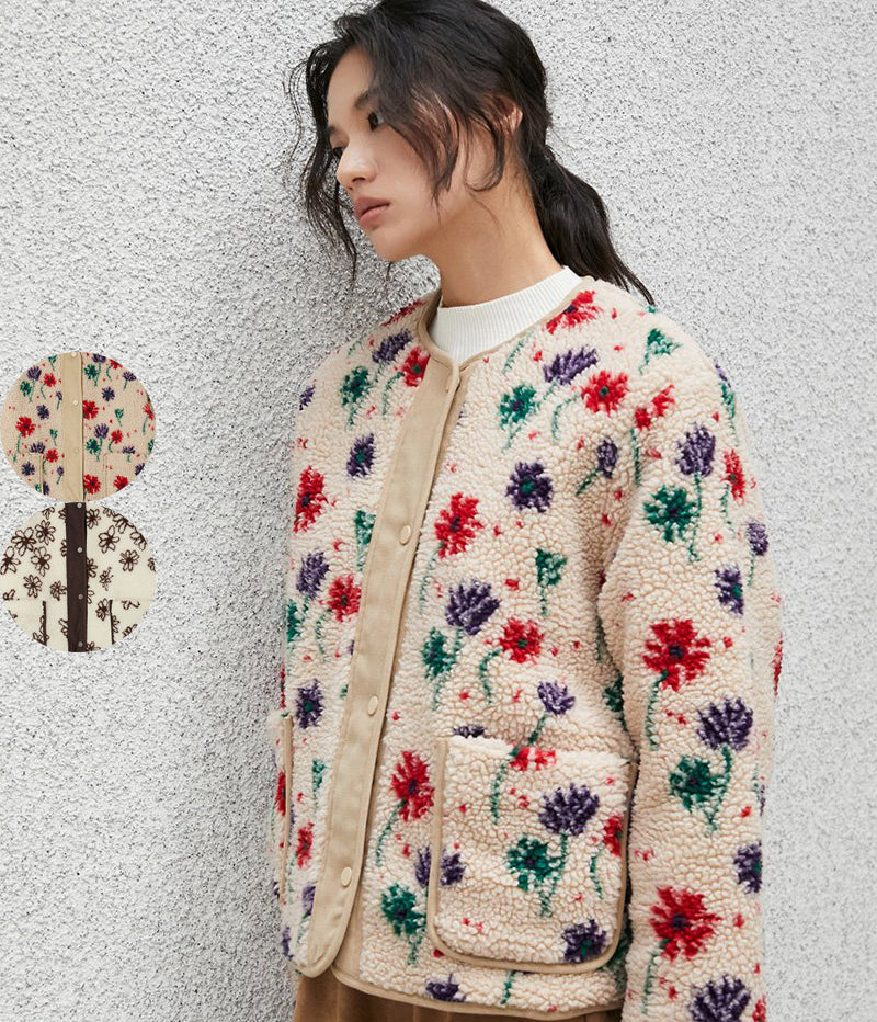 【WE ARE】韓國LAP 圓領羊羔毛鋪棉外套AR4MZA63