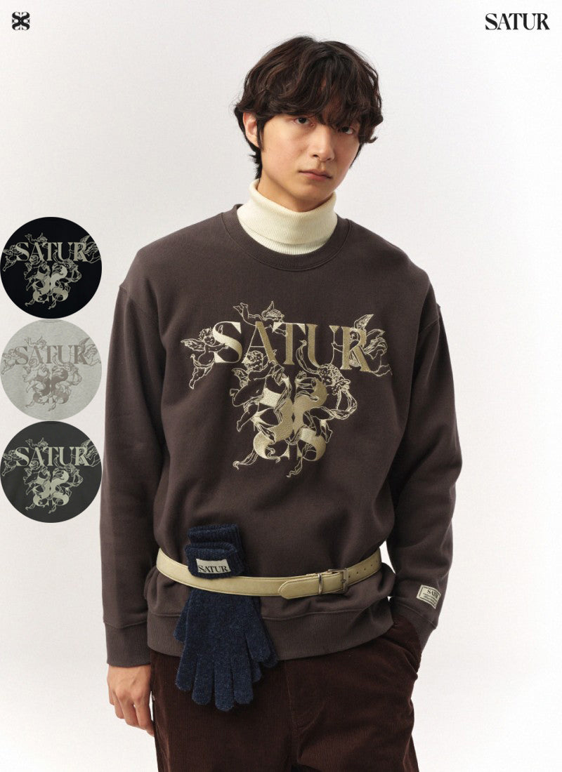 男女同款【WE ARE】韓國Satur加絨大學T衛衣SA254UTM13