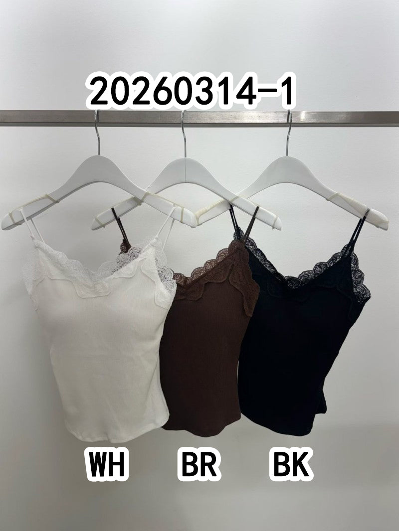 現貨*大茜選品【WE ARE】韓國RM東大門蕾絲邊吊帶背心（有胸墊）20260314-1