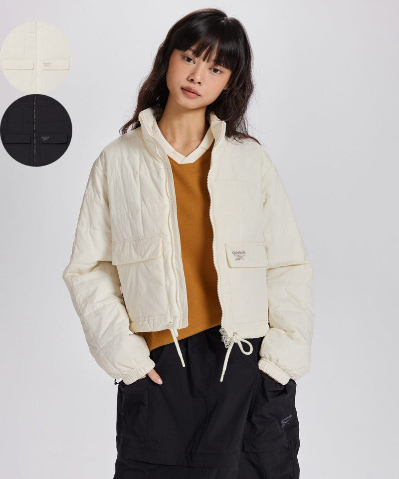 女款【WE ARE】韓國Reebok 短版方格科技棉保暖外套  REJU5FP36