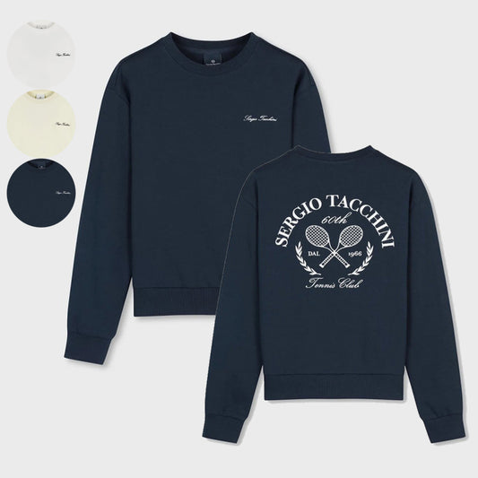 【WE ARE】韓國SERGIO TACCHINI 刺繡圓領大學T TWMT19064