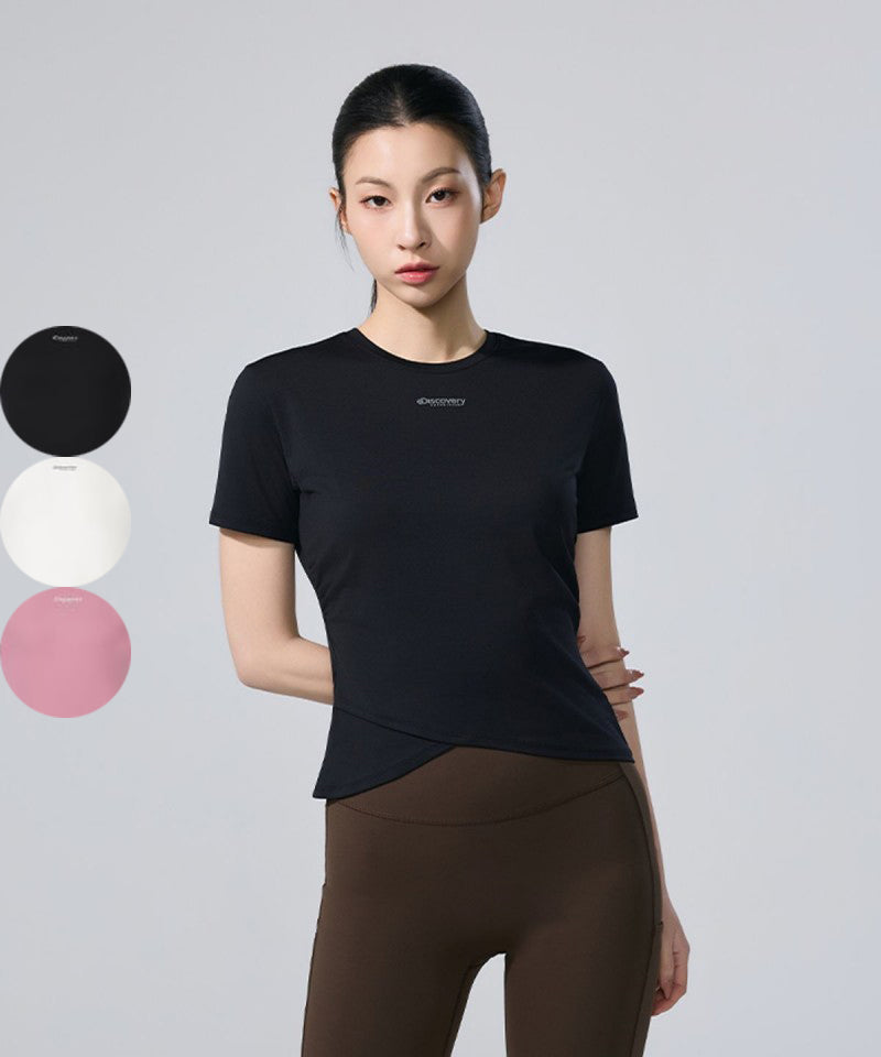 【WE ARE】韓國Discovery女款側邊抓皺短Ｔ DWRS9T063