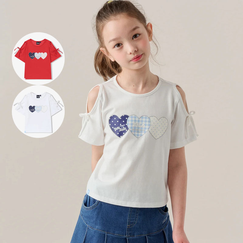 【WE ARE】韓國FILA KIDS休閒露肩短袖T恤FK262RS07G014