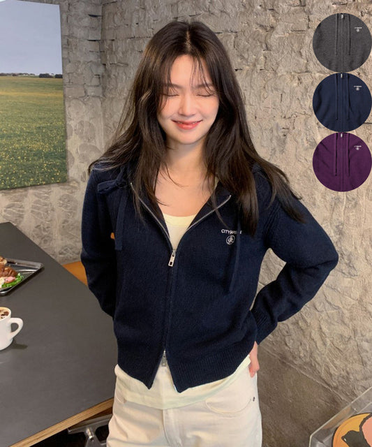 【WE ARE】韓國CITYBREEZE66%羊毛雙拉鏈連帽針織外套 CTH4CD24