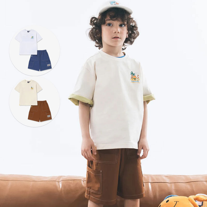 【WE ARE】韓國FILA KIDS短袖+短褲套裝FK262FS07X006