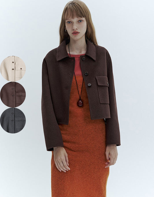 【WE ARE】韓國CITYBREEZE@ 短版49%羊毛翻領外套 CTH4CA03