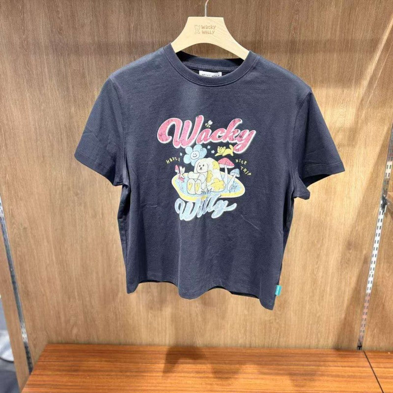 女款【WE ARE】韓國wacky Willy 小花小狗短袖T恤WA2502ST74