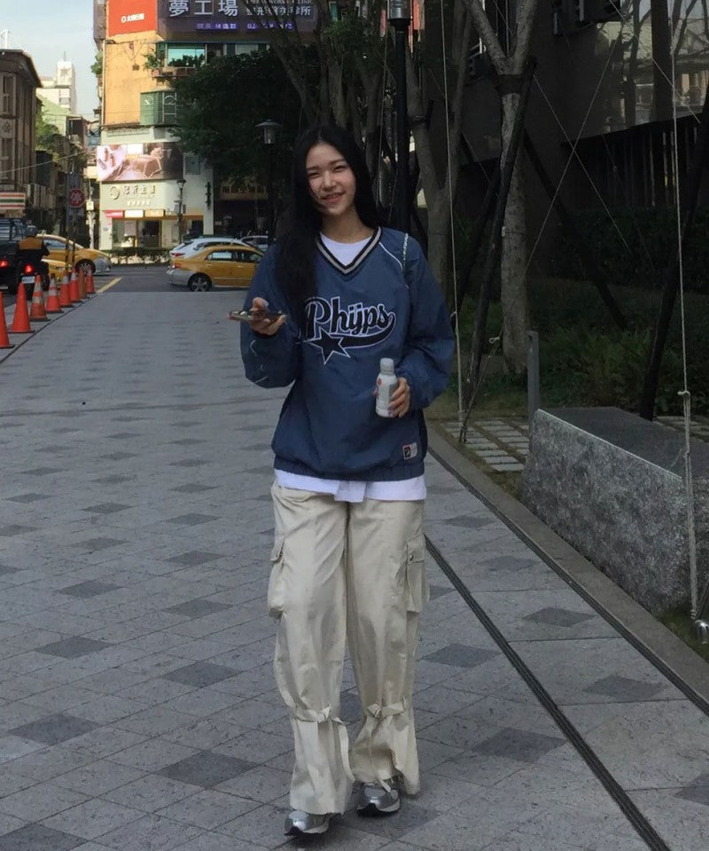 限時折扣【WE ARE】韓國PHYPS休閒V領大學T衛衣PD02LS0045