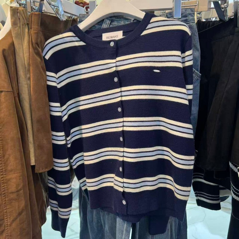 大茜選品【WE ARE】韓國條紋圓領條紋針織衫  20251026-19