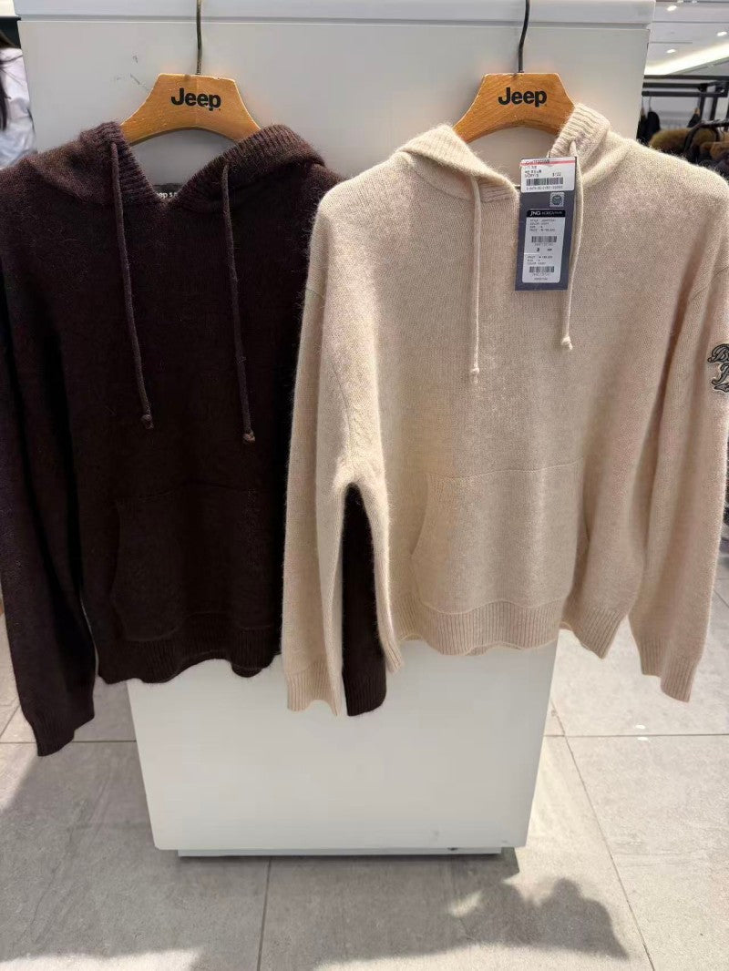 女款【WE ARE】韓國JEEP休閒針織連帽套頭上衣JQ4KTF301