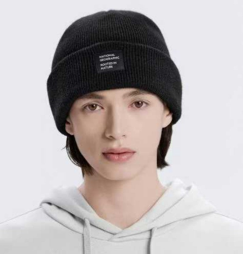 【WE ARE】韓國國家地理 布標logo針織毛帽 N253AHA100