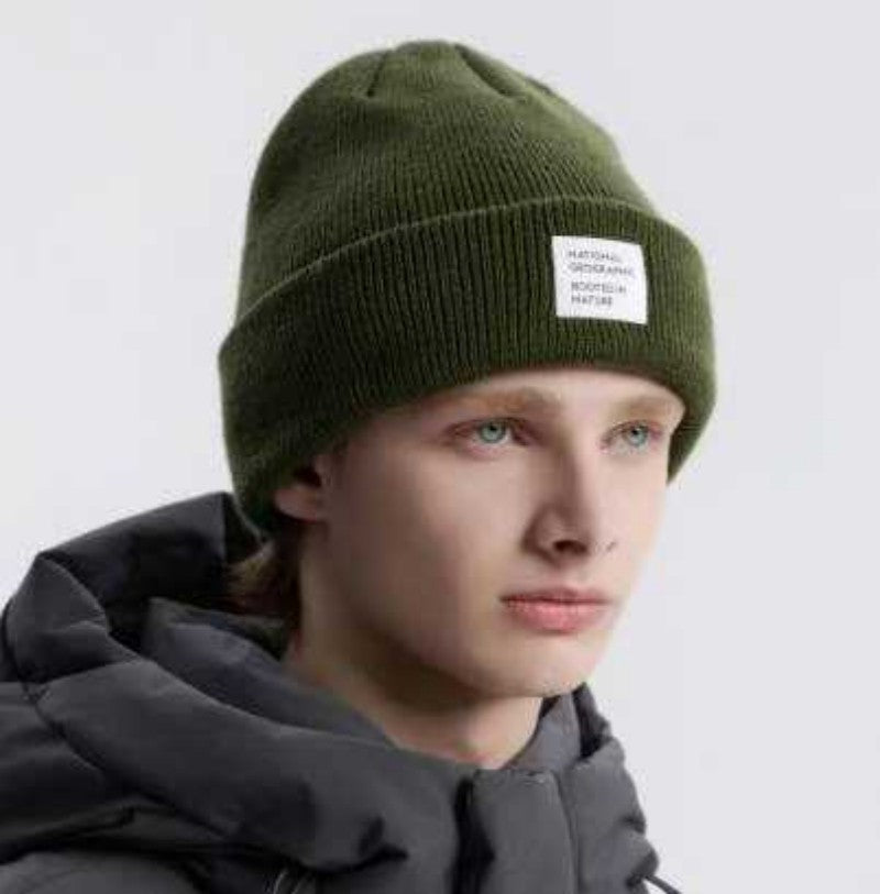 【WE ARE】韓國國家地理 布標logo針織毛帽 N253AHA100