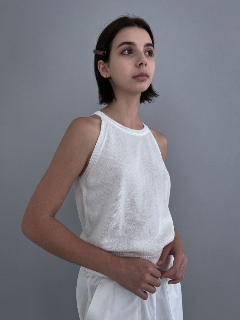 【WE ARE】韓國STUDIO SALT削肩針織背心 HALTERNECK