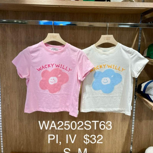 【WE ARE】Korea wacky Willy short-sleeved floral T-shirt WA2502ST63
