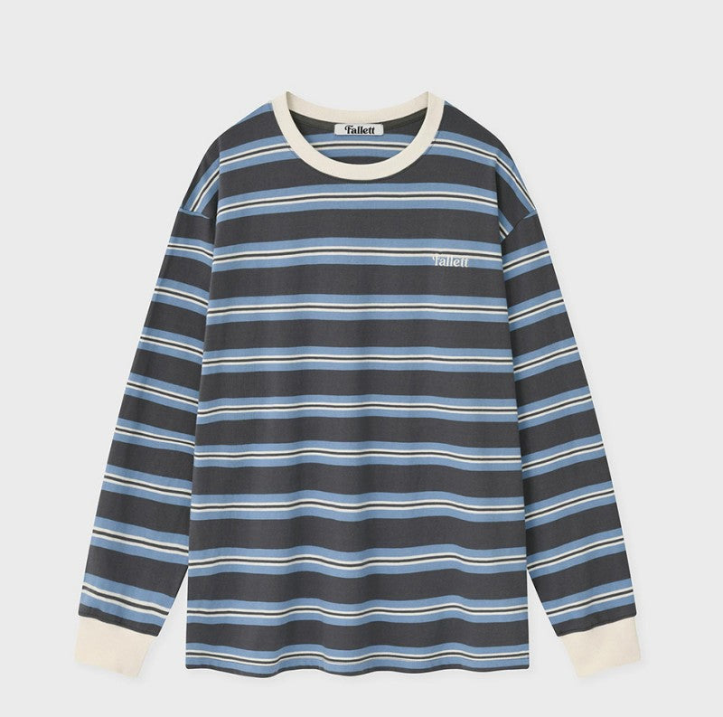 【WE ARE】Korea Fallett striped long-sleeved T-shirt top FA2501LT01
