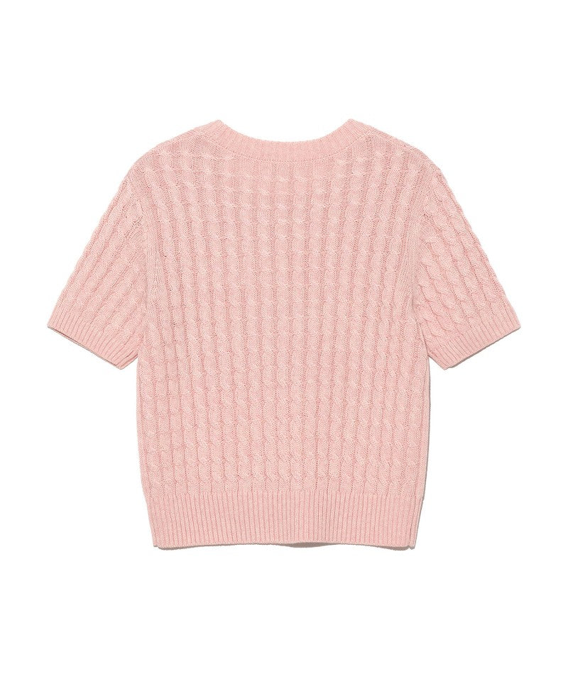 Women's [WE ARE] Korean LEE twisted knit short-sleeved T-shirt LE2502KT63