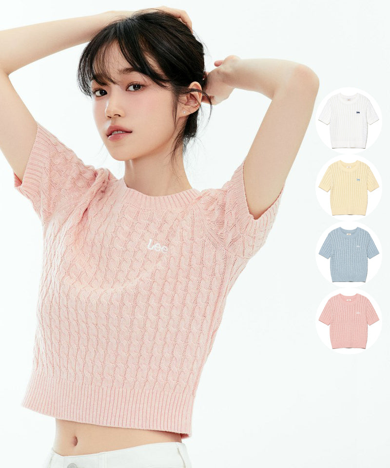 Women's [WE ARE] Korean LEE twisted knit short-sleeved T-shirt LE2502KT63