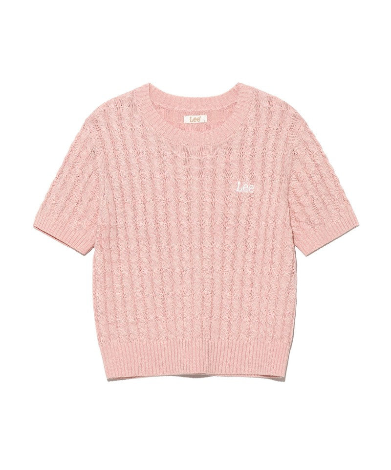 Women's [WE ARE] Korean LEE twisted knit short-sleeved T-shirt LE2502KT63