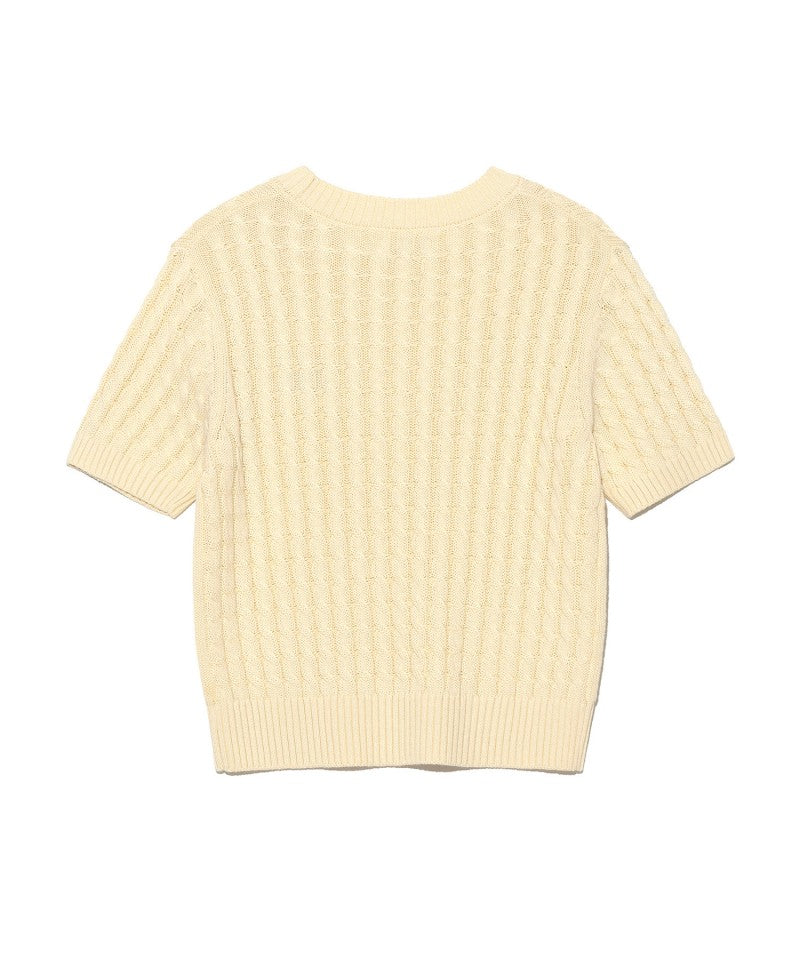 Women's [WE ARE] Korean LEE twisted knit short-sleeved T-shirt LE2502KT63