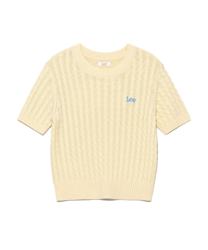 Women's [WE ARE] Korean LEE twisted knit short-sleeved T-shirt LE2502KT63