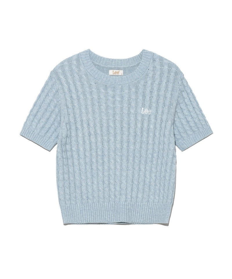 Women's [WE ARE] Korean LEE twisted knit short-sleeved T-shirt LE2502KT63