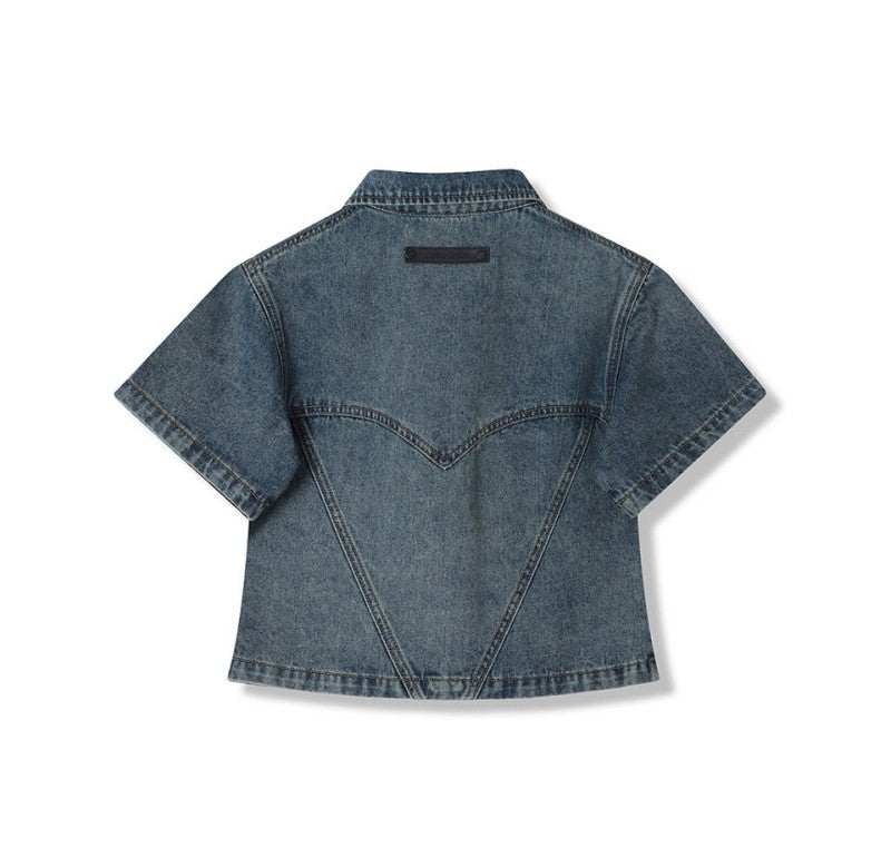 【樣品優惠現貨】【WE ARE】韓國AVANDRESS牛仔短袖襯衫AD41SH03