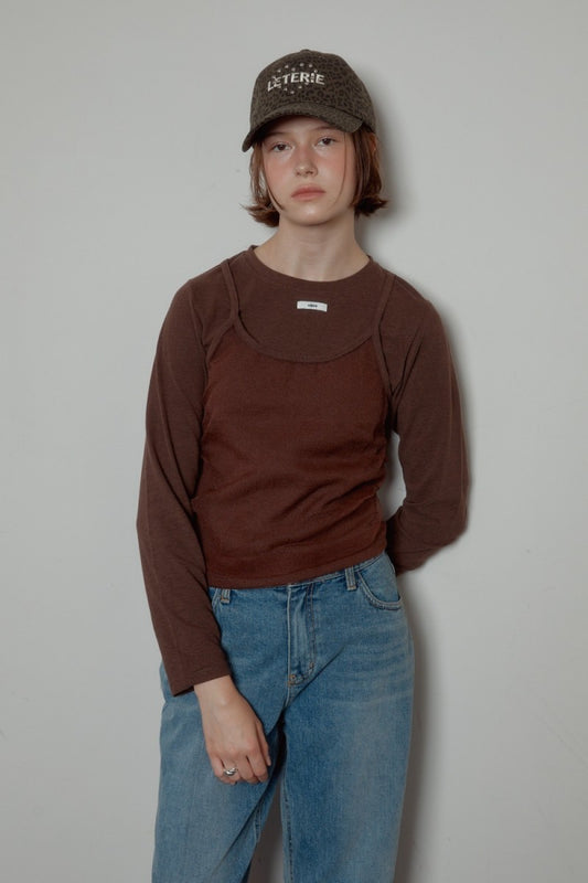 【WE ARE】韓國Leterie雪紡疊搭長袖上衣 LONGSLEEVEBUSTIERLAYEREDTSHIRT