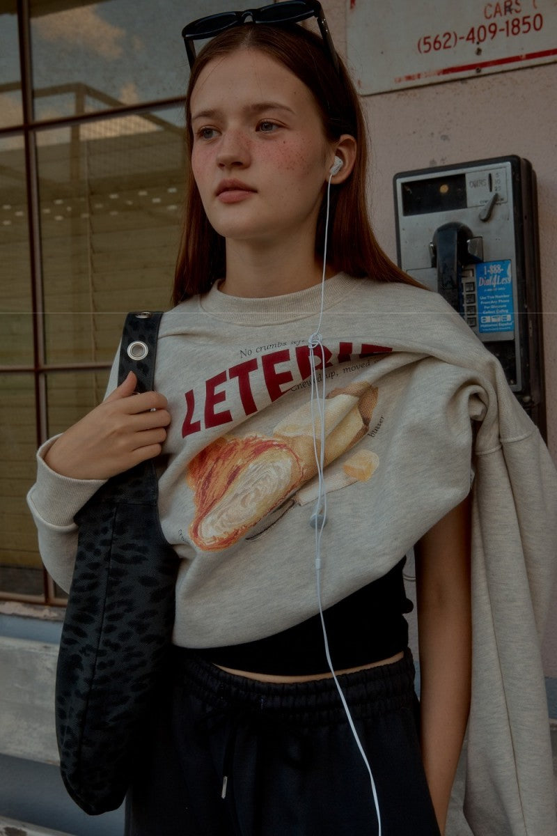 【WE ARE】韓國Leterie 奶油可頌大學T BUTTERCROISSANTSWEATSHIRT