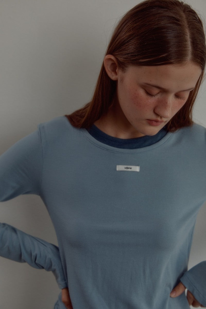【WE ARE】韓國Leterie假兩件長袖T恤DOUBLELAYEREDLONGSLEEVETEE