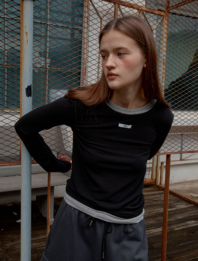 【WE ARE】韓國Leterie假兩件長袖T恤DOUBLELAYEREDLONGSLEEVETEE