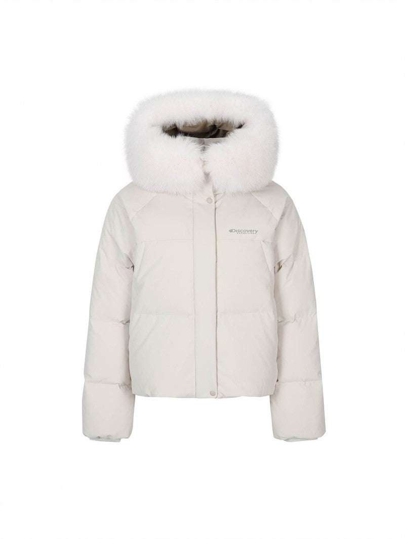 女款【WE ARE】韓國Discovery 狐狸絨毛連帽羽絨外套DWDJ99056